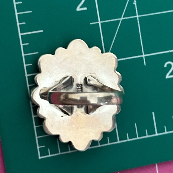 Turquoise Multistone Cluster Southwestern Sterling Silver Ring - Picture 2 of 5